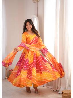Wedani - Women's Printed Multi- Anarkali Kurta With Pant & Dupatta