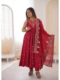 Wedani - Women's Embroidered Anarkali Kurta With Pant & Dupatta
