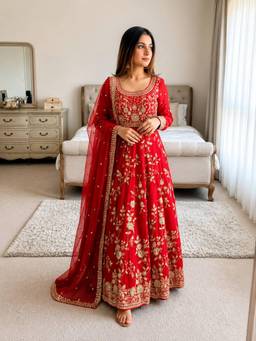 Wedani - Women's Embroidered Anarkali Kurta With Pant & Dupatta