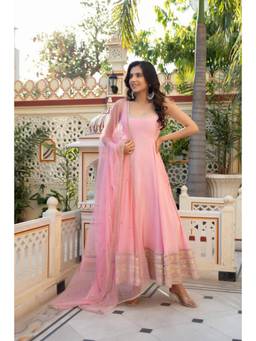 Wedani - Women's Embellished Pink Anarkali Kurta With Pant & Dupatta