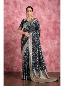 Monjolika Fashion - Dark Teal Soft Satin Silk Saree