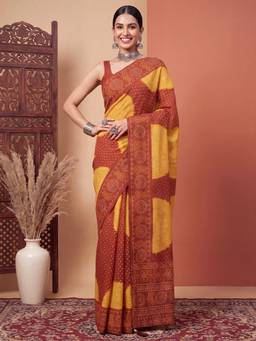 Sareemall - Women's Mal Cotton Multi- Printed Exclusive Saree