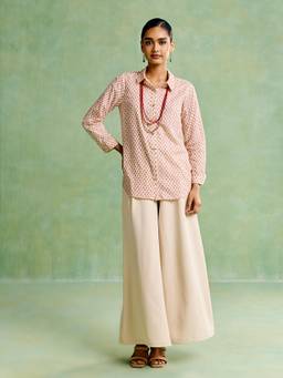 Aarke Ritu Kumar - Ecru Komal Butti Shirt With Camisole