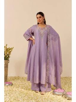TWINS LADY - Women Lavender Anarkali Kurta With Palazzo & Dupatta