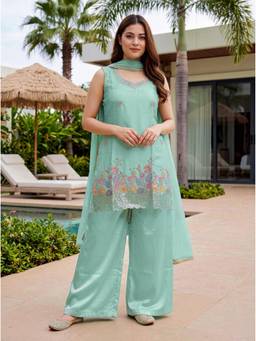 TWINS LADY - Women Green Kurti With Palazzo & Dupatta