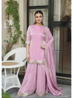 TWINS LADY - Women Pink Kurti With Palazzo & Dupatta