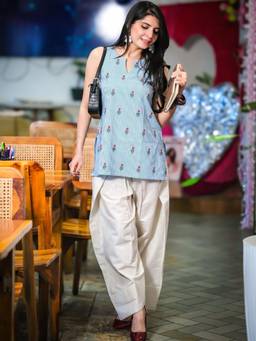 TWINS LADY - Women's Blue Kurti With Salwar