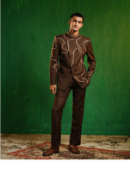 AHI Clothing - Chocolate Brown Embellished Jodhpuri Set