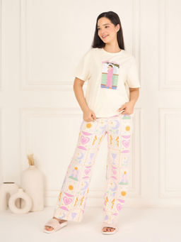 Sweet Dreams - Womens Graphic Printed Pyjama with Top White