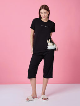 Sweet Dreams - Womens Graphic Printed Top with Capri Black