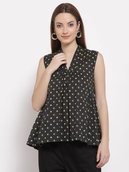 Ayrolane - Black Printed Printed A Line Top
