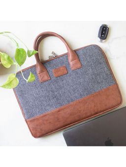 HAMELIN - Theo Sleek Laptop Bag (Grey Herringbone)