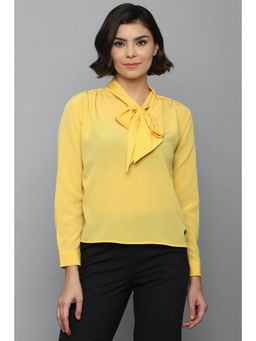 Allen Solly - Yellow Asymmetrical Neck Solid-Plain Tops