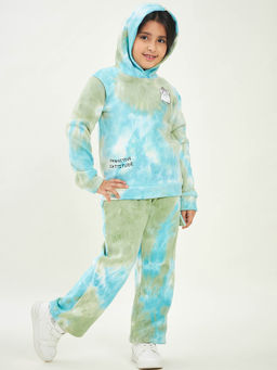 Stylo Bug - Girls Round Long Sleeves Winter Wear Sweatshirt & Pant Green (Set of 2)