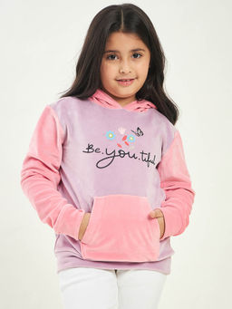 Stylo Bug - Girls Round Long Sleeves Hip Round Winter Wear Sweatshirt Purple