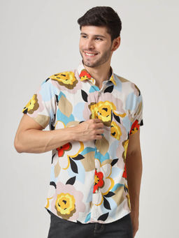 AM SWAN - Multicolor Floral Print Premium Rayon Casual Shirt