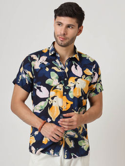 AM SWAN - Multi Color Floral Print Premium Rayon Casual Shirt