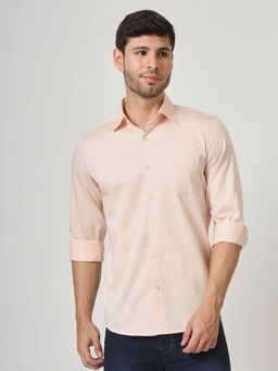 AM SWAN - Premium Cotton Lycra Peach Casual Shirt