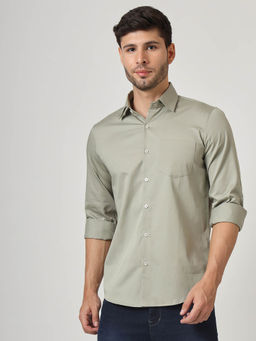 AM SWAN - Premium Cotton Lycra Green Casual Shirt