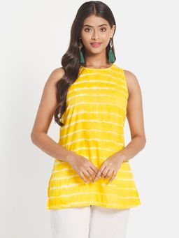 Fabindia - Yellow Cotton Tie And Dye Short Kurta