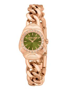 Roberto Cavalli - Golden Olive Link Chain Watch