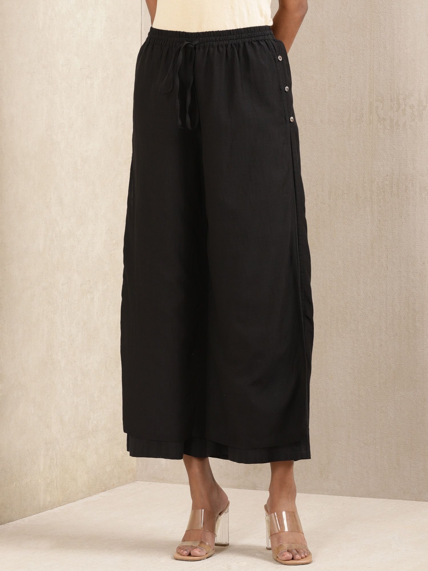 ritu kumar Black Straight Layered Palazzos-picture-32