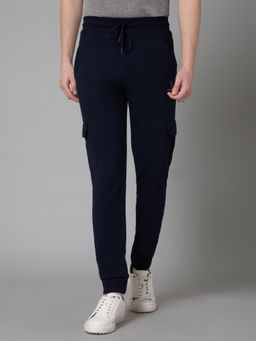 Cantabil - Men Navy Blue Solid Casual Joggers