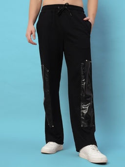 WEARDUDS - Black Raccoon Leather Patch Trackpant