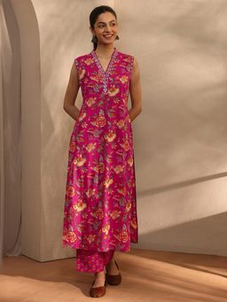 Libas - Pink Floral Printed Straight Kurta With Pant