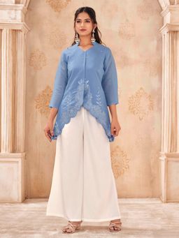 Tikhi Imli - Blue Color Silk Blend With Thread & Sequins Work Co-Ord Set