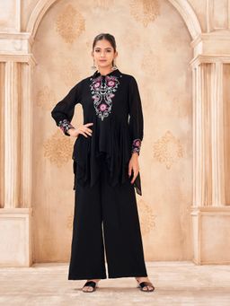 Tikhi Imli - Black Color Georgette With Multi Thread Co-Ord Set