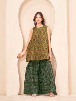 Tikhi Imli - Mustard Color Pure Cotton Floral Printed A-Line Co-Ord Set