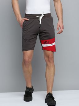 SHOWOFF - Mens Knee Length Colourblocked Grey Mid-rise Sports Shorts