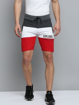 SHOWOFF - Mens Knee Length Colourblocked Grey Mid-rise Regular Shorts