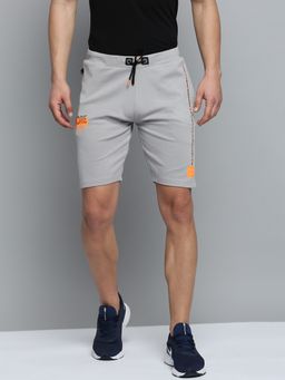 SHOWOFF - Mens Knee Length Solid Grey Mid-rise Sports Shorts