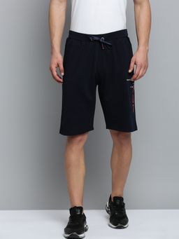 SHOWOFF - Mens Solid Navy Blue Knee Length Sports Shorts