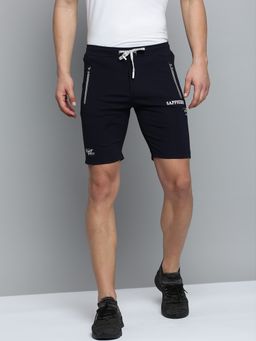 SHOWOFF - Mens Knee Length Solid Navy Blue Mid-rise Sports Shorts