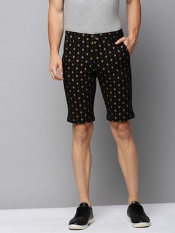 SHOWOFF - Mens Knee Length Printed Black Mid-rise Regular Shorts