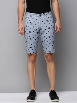 SHOWOFF - Mens Knee Length Printed Blue Mid-rise Regular Shorts