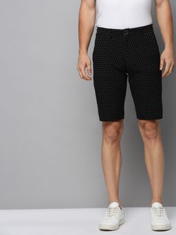 SHOWOFF - Mens Knee Length Printed Black Mid-rise Regular Shorts