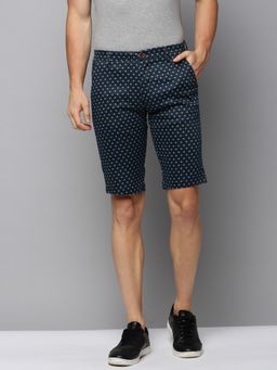 SHOWOFF - Mens Knee Length Printed Navy Blue Mid-rise Regular Shorts