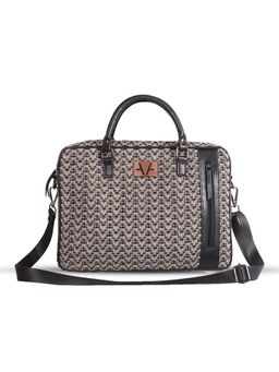 Avake - Unisex Grey Straw Laptop Bag with Detachable Strap