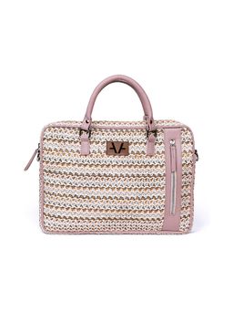 Avake - Unisex Pink Straw Laptop Bag with Detachable Strap