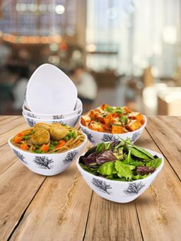 USHA SHRIRAM - Melamine 6 veg Bowl set-Square Black Tree Square