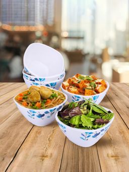 USHA SHRIRAM - Melamine 6 veg Bowl set-Square Blue Flower Square