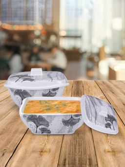 USHA SHRIRAM - Serving Bowl 2 pcs - Square Red Flower Square