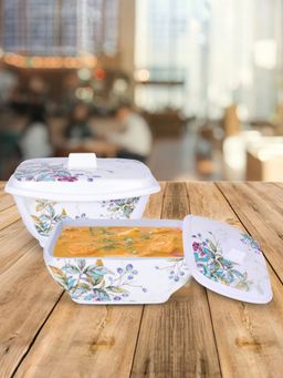 USHA SHRIRAM - Serving Bowl 2 pcs - Square Green Marble Flower Square