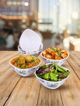 USHA SHRIRAM - Melamine 6 veg Bowl set-Square Green Marble Flower Square