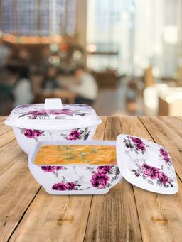 USHA SHRIRAM - Serving Bowl 2 pcs - Square Pink Marble Flower Square