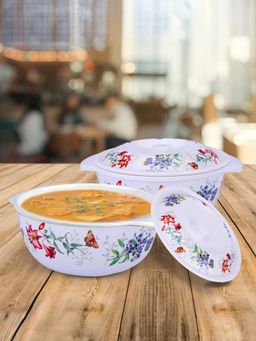 USHA SHRIRAM - Serving Bowl 2 pcs Round- Red Flower Round